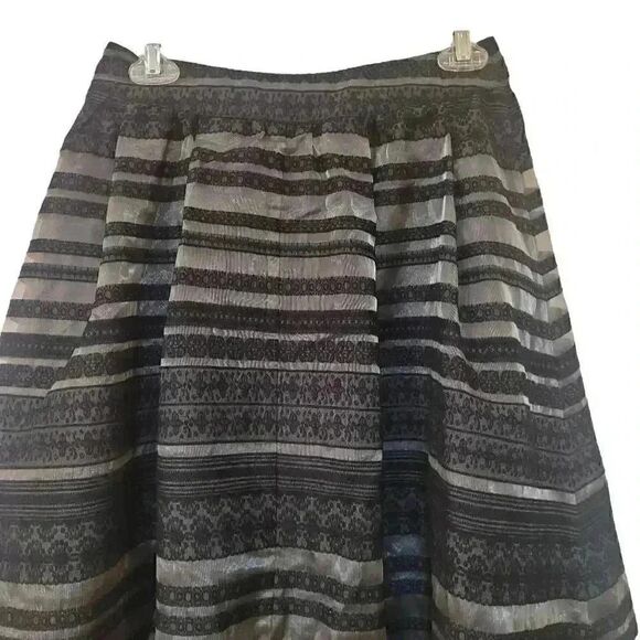 JOA Los Angeles Women's Black Striped Flocking Lined Full Skirt w Netting - Picture 6 of 9
